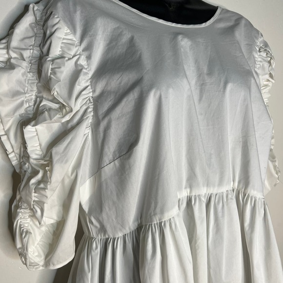 Marc New York Ruched Ruffle Sleeve Blouse White Size L NWT - Picture 5 of 9